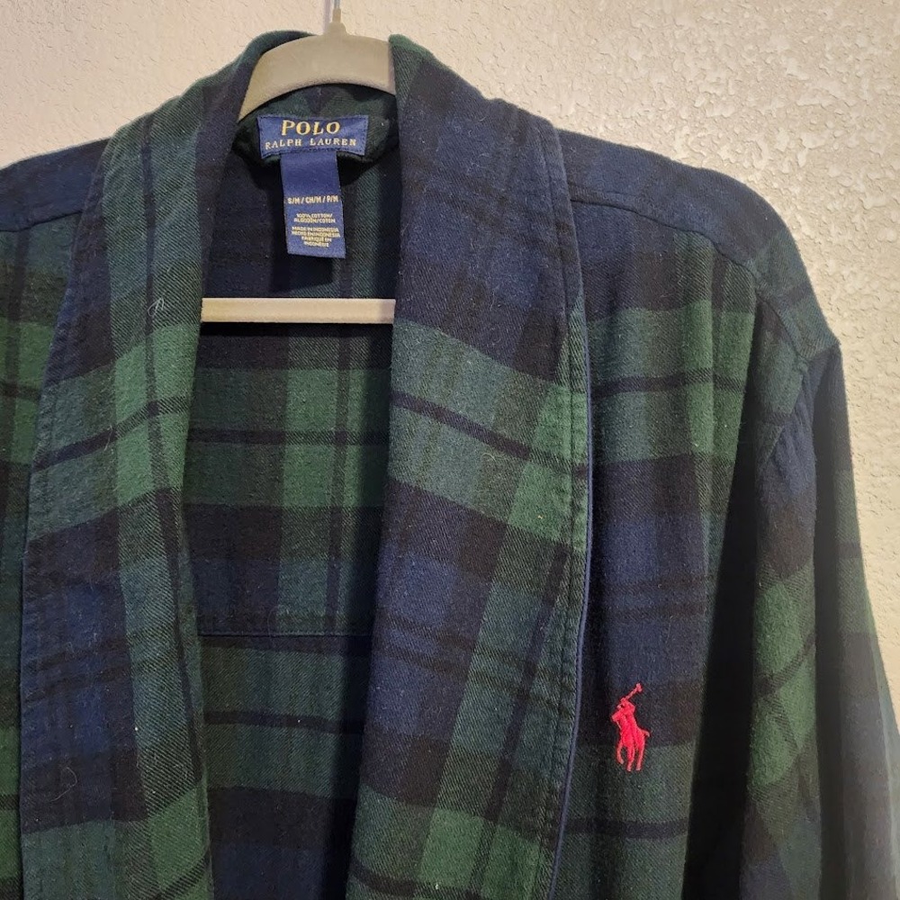 POLO RALPH LAUREN Blackwatch Plaid Shawl Collar‎ Robe House Coat S - Picture 5 of 6